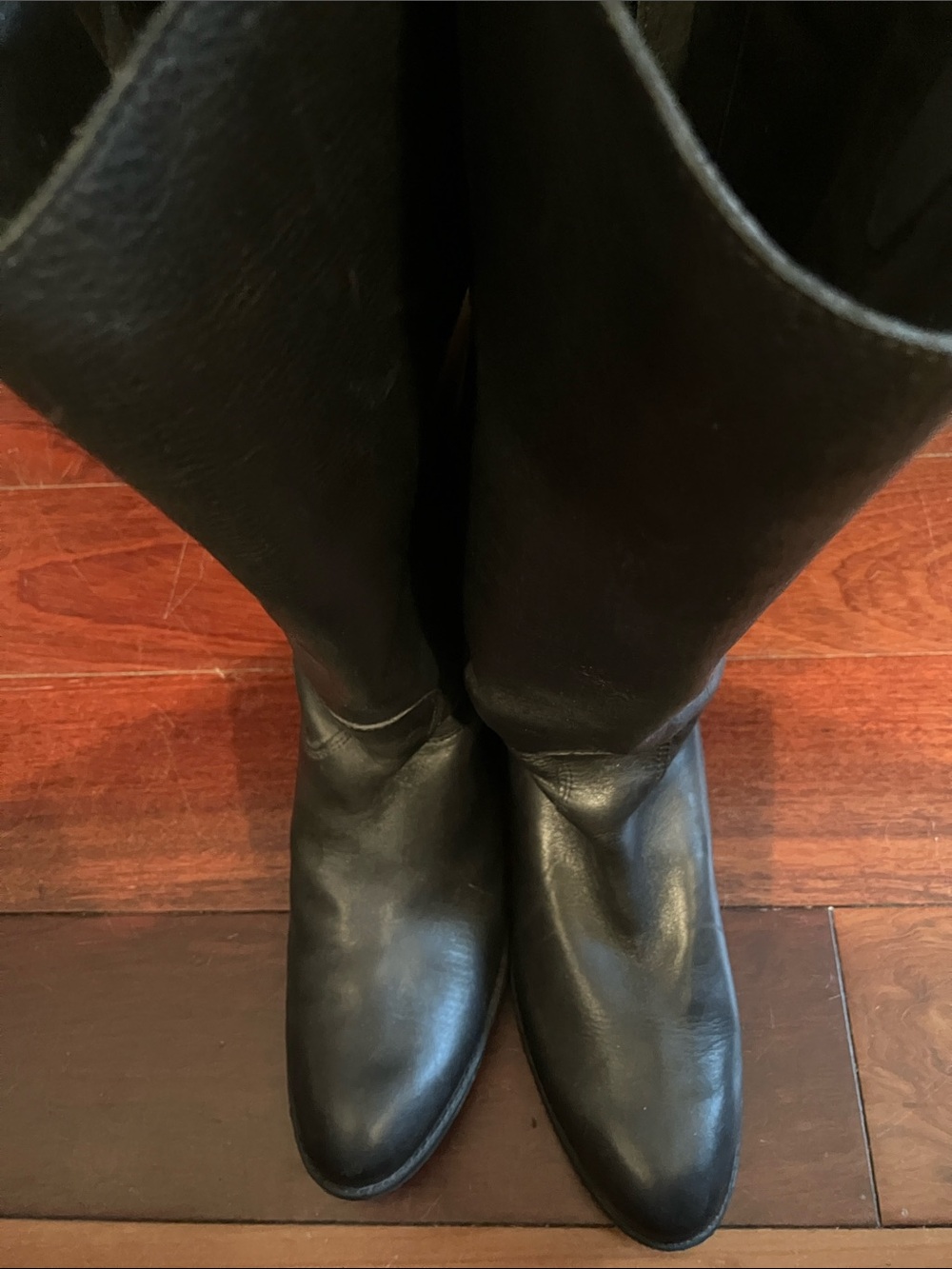 Sam Edelman Black Leather Knee-High Heeled Boots